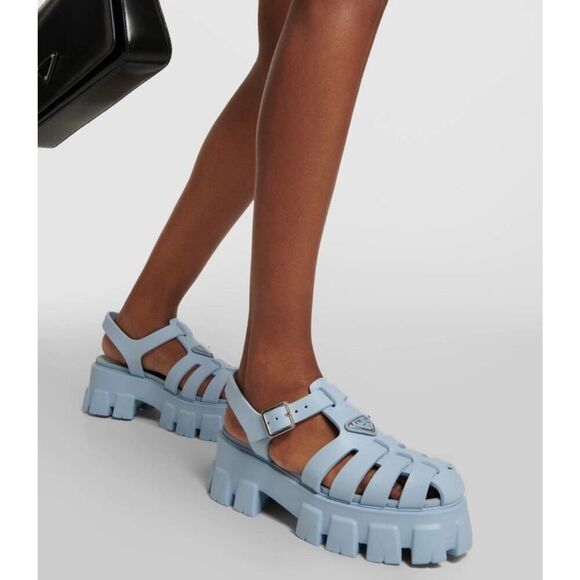 Prada Monolith Cage Platform Sandals Rubber Luxury Designer Shoes US 11/EU41 - Picture 6 of 13